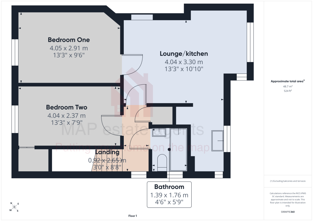 Lot: 167 - LEASEHOLD FIRST FLOOR TWO-BEDROOM FLAT WITH GARDEN - Floor plan
